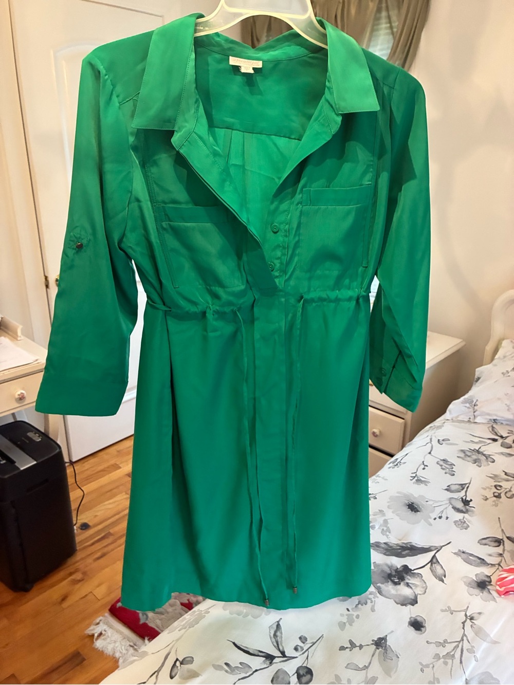 A Pea in the Pod Emerald Green Long-Sleeve Shirt Dress